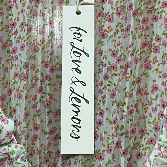 For Love And Lemons Pink and Green Ruffled Crop Blouse - Picture 8 of 15